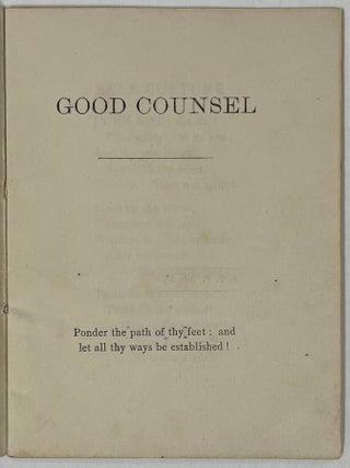Item #835 Good Counsel. W. J. Linton