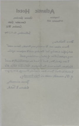 Autograph Letter to Mr. and Mrs. John Symonds