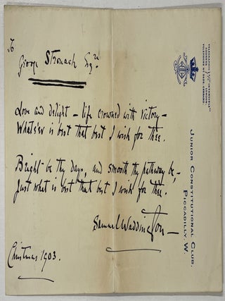 Item #840 Manuscript Poem: “Love and delight – life crowned with victory”. Samuel Waddington